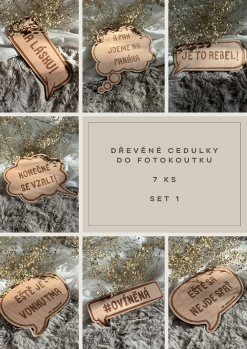 FOTOKOUTEK dřevěné cedulky | Svatba | SET 7 KS