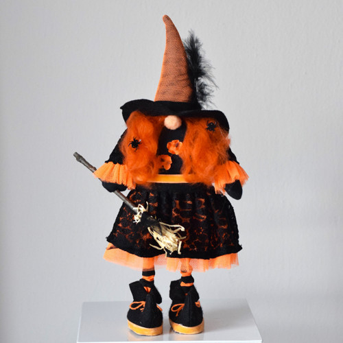 Halloweenská dekorace čarodějnice oranžová 37 cm