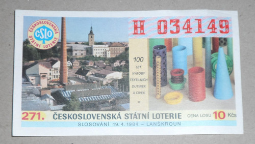 Loterijní TIKET • 271. čs. státní loterie, 1984
