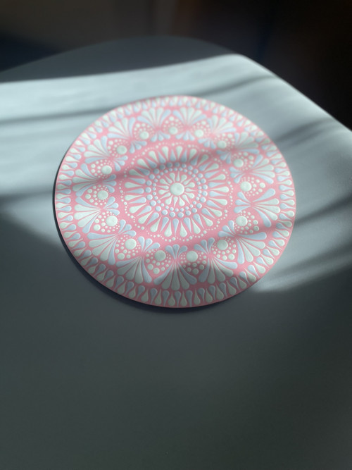 Mandala Baby Blue - ručně malovaná, 20 cm