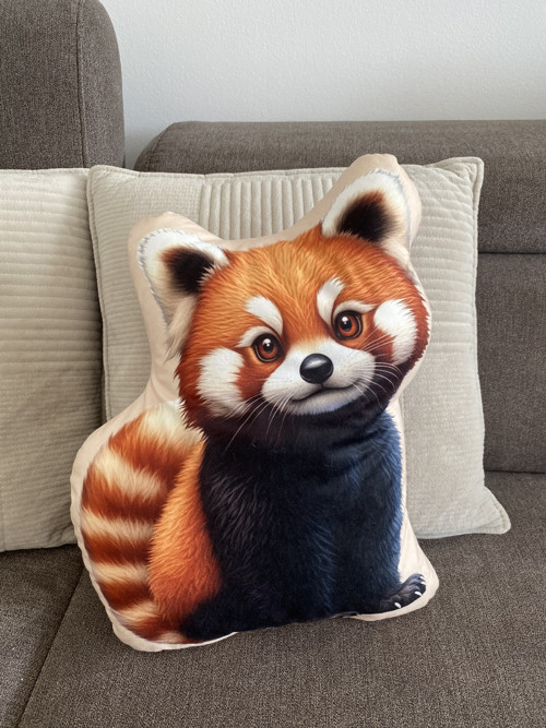 Polštář 3D - Panda červená