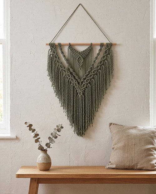 Macramé závěsná dekorace - Eucalyptus