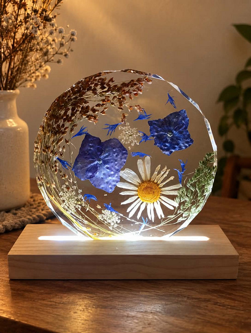 Lampa z pryskyřice Letní louka