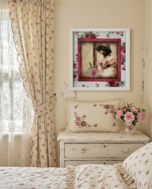 Viktoriánská romance – textilní patchwork obrázek