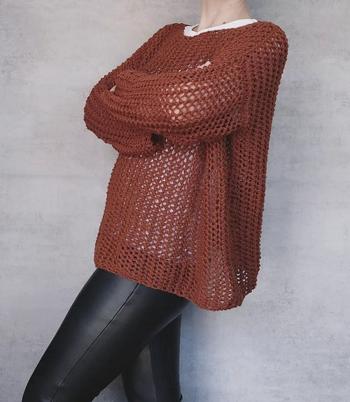 Ručně pletený oversize hřejivý svetřík