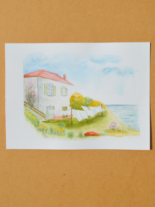 Akvarel - Vzpomínka na dovolenou- 28 x 21 cm cm