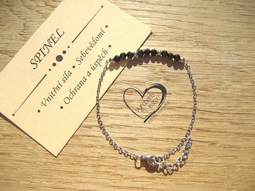 Jemný náramek ocel a Spinel 3mm