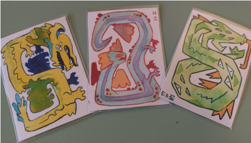 ACEO Set "Divnodraci" - drobné originály akvarel