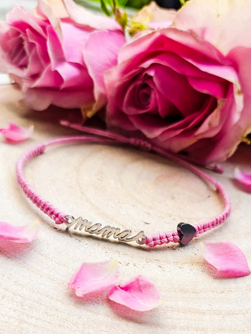 Micro macramé náramek MAMA se srdíčkem