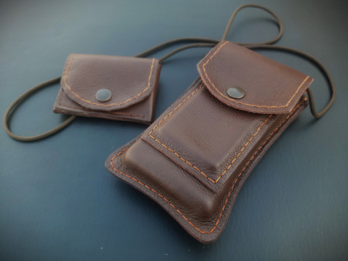 Party set crossbody kabelka a peněženka hnědá kůže