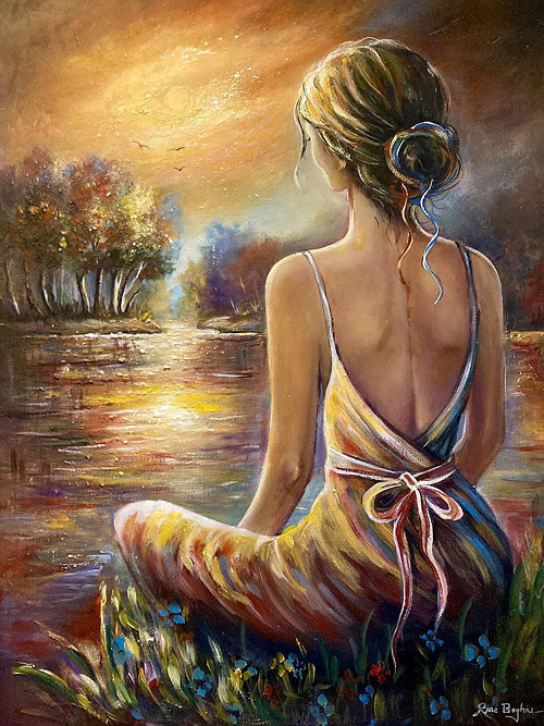 Ručně malovaný originál - "Odrazy" - 50x70 cm