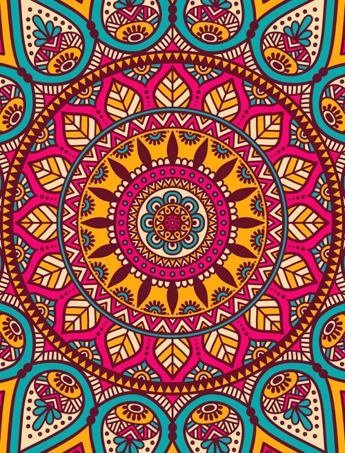 Panel z kočárkoviny 21x16 cm: Mandala indiánská