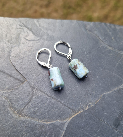 Larimar*kvádříky*náušnice*ocel