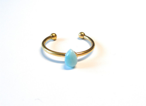Larimar, prsten chirurgická ocel — foto 1