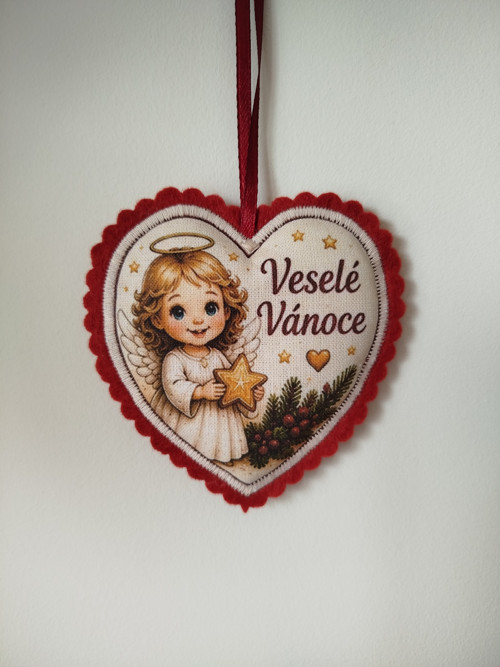 Látková ozdoba Veselé Vánoce