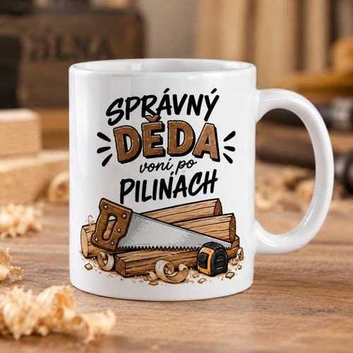 Hrnek Správný DĚDA voní po pilinách
