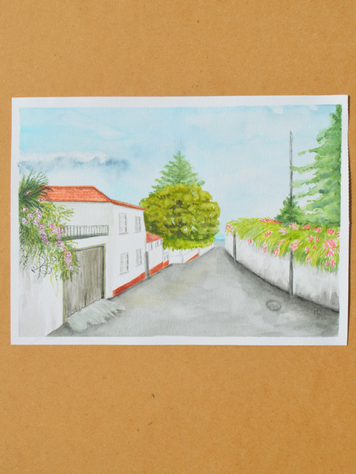 Akvarel originál - Cesta k moři - 28 x 21 cm