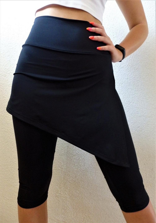 Černé,3/4 stahující legíny s všitou sukénkou