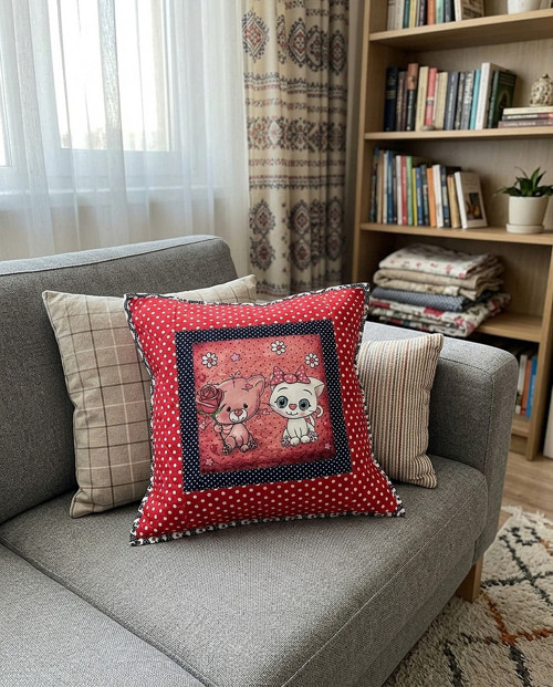 Patchworkový polštář – Kočičí romance