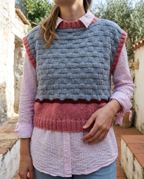 Do podzimu v růžovo-šedé, vesta M/L/XL ?