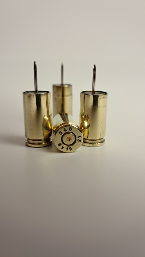 Přípínáček/špendlík z nábojnice 9x19mm
