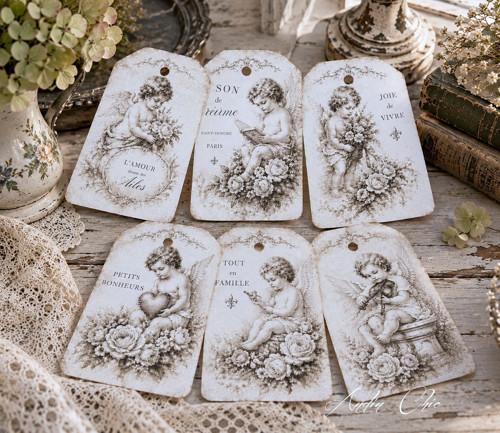 Andělské visačky Shabby French