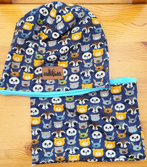 Set čepice a nákrčníku zvířátka 52cm obvod