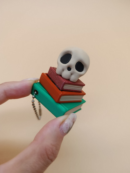 Lebka na knihách, 3D tištěný klikač