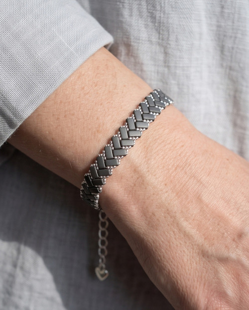 Geometrický náramek "Antracit & Silver"