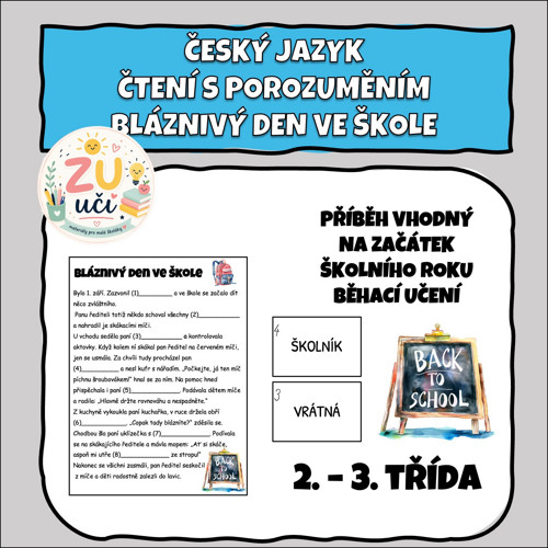 Bláznivý den ve škole - Čtení s porozuměním
