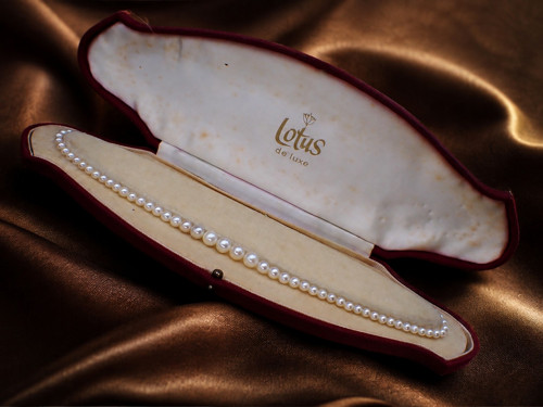 Vintage perlový náhrdelník- 47cm, 14k zapínání