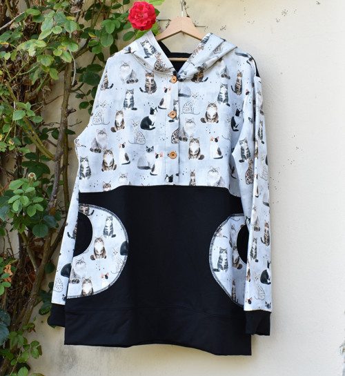 Mikina na knoflíky I love cats XL/XXL