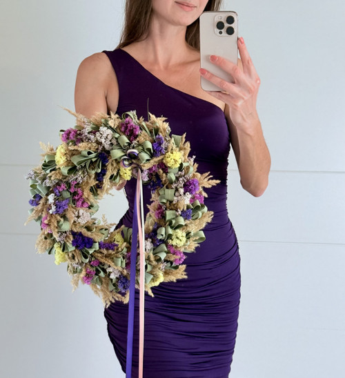 Barevný sušený přírodní věnec — foto 1