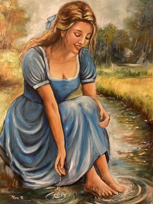 Úsměv – originální akrylová malba 50x70 cm