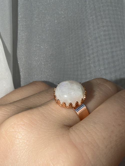 Elegantní prsten s měsíčním kamenem - ocel E050