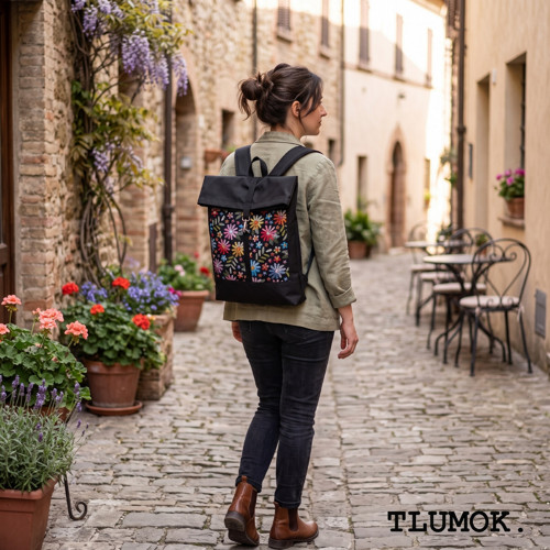 Tlumok nepromokavý na zip - Barevné květy