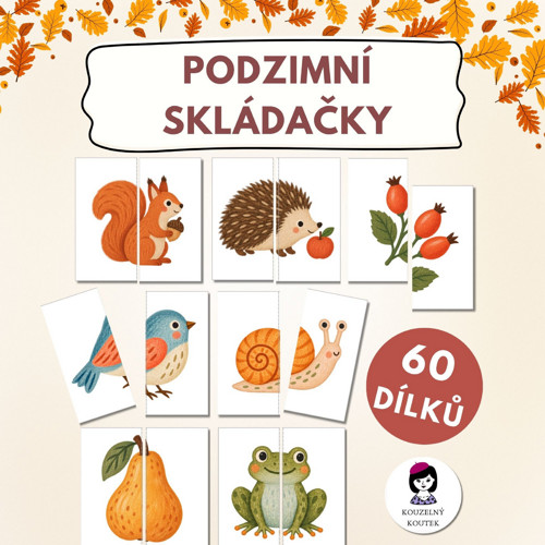 Podzimní skládačka | Puzzle | Podzim | Kaštany |