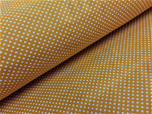 Metráž - puntíček na hořčicové - šíře 140cm