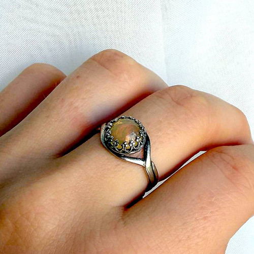 Opalite & Silver / Strieborný prsteň s opálom E009