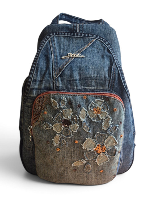 Batoh denim flowers