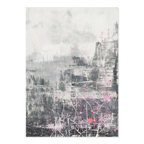 Šeď města – signovaný tisk, akryl, 59 × 41 cm