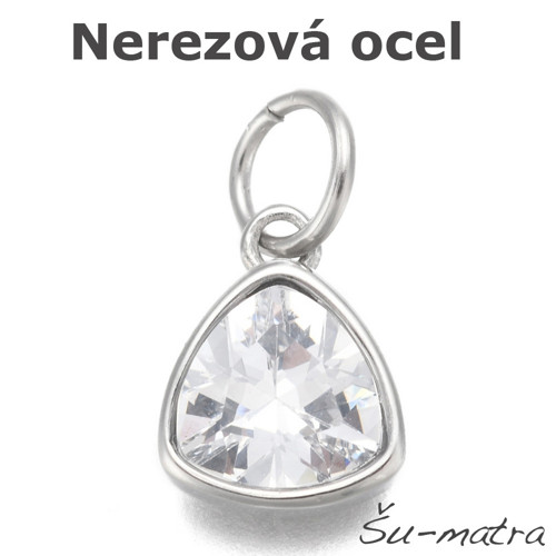 Přívěsek z nerezové oceli s krystalem CZ