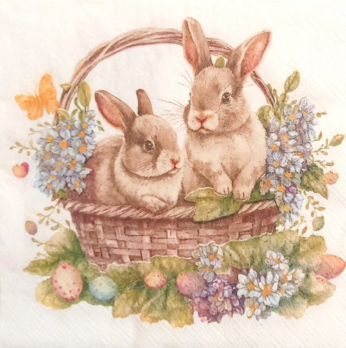 "Zajíčci" ubrousek z papíru na decoupage