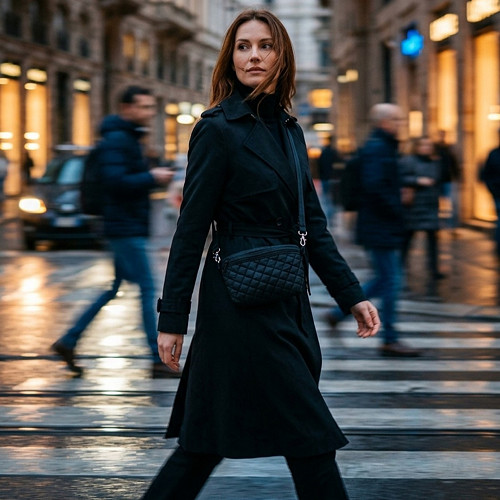 Ledvinka Nyla - černé káro