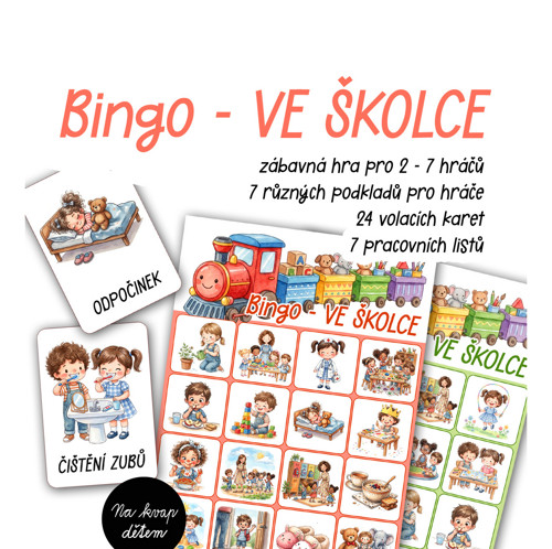 Ve školce: bingo, karty s obrázky a pracovní listy