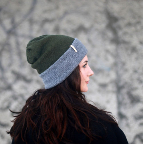 VIERA oboustranná šedá-khaki 100% ALPAKA