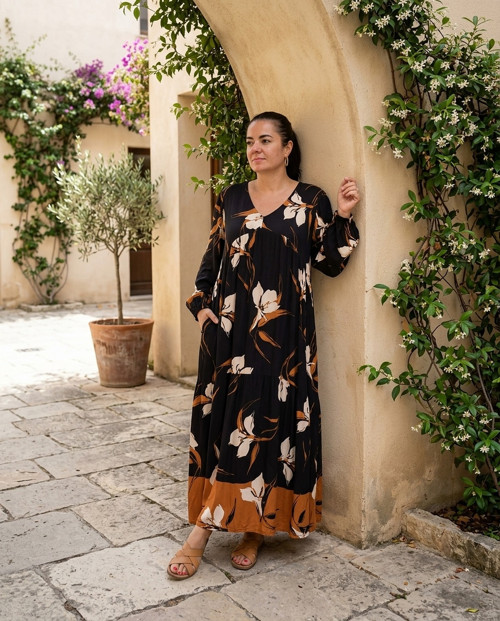 Boho lehoučké řasené šaty Babí léto v.L (M-XL)