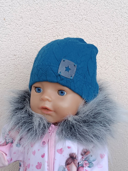Copanková čepice pro Baby Born 43 cm - Petrolejová