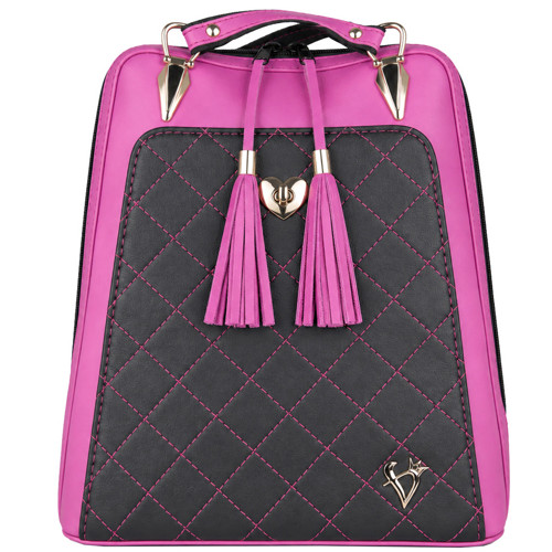 Dámsky kožený ruksak 2v1, fuchsia-čierny | Limited