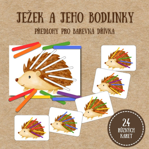 Ježek a jeho bodlinky -předlohy pro barevná dřívka